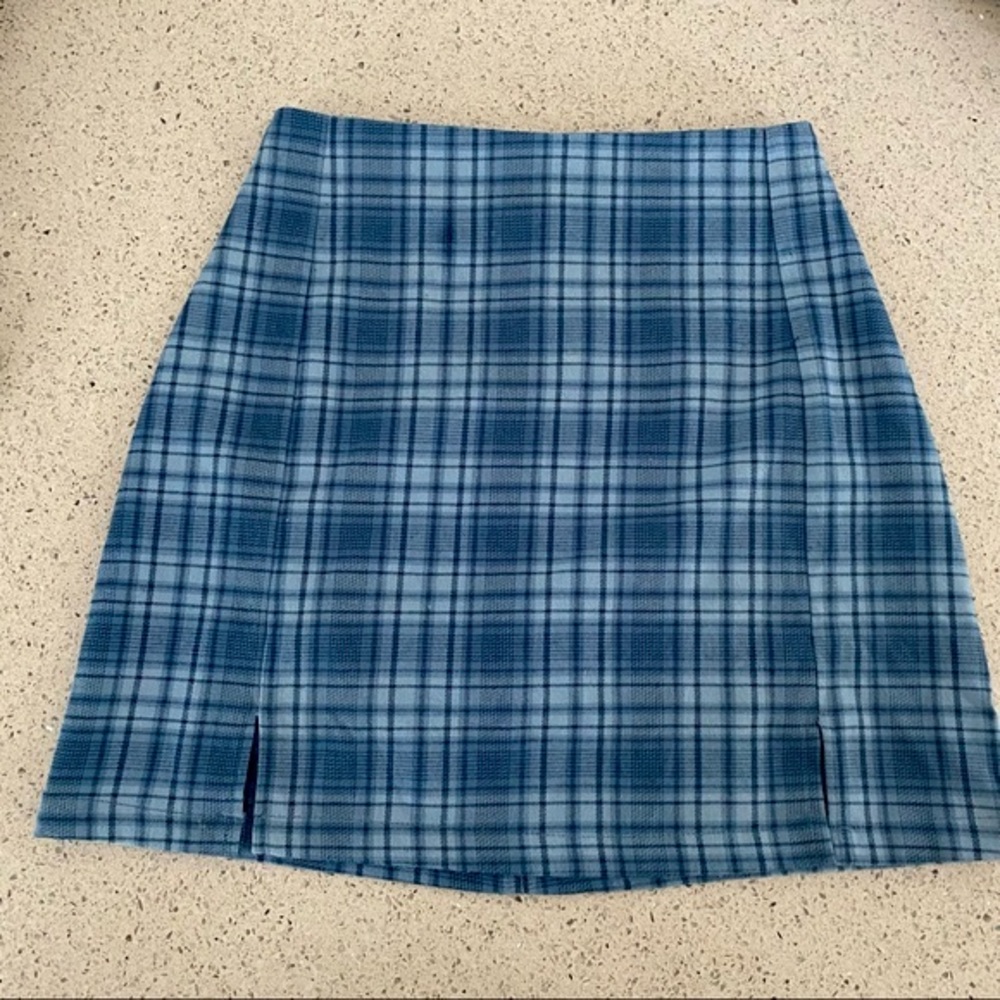 Brandy Melville Cara Blue Plaid Skirt